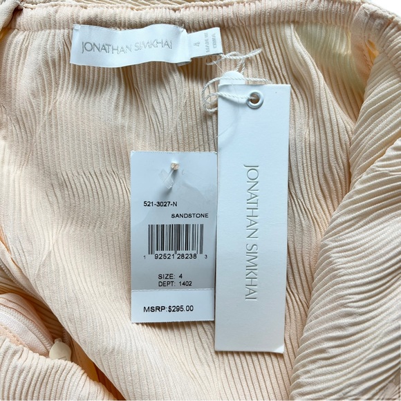 JONATHAN SIMKHAI Mia Tie-Waist Plissé Midi Skirt Size 4 Sandstone - Picture 14 of 17